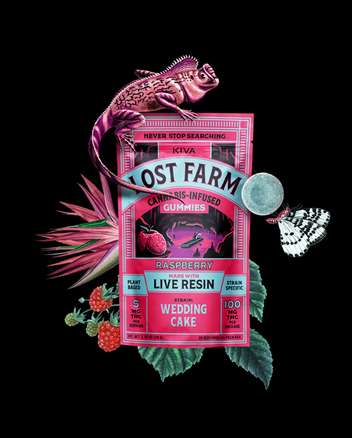 Lost Farm 5mg Raspberry x Wedding Cake Cannabis Gummy Edibles
